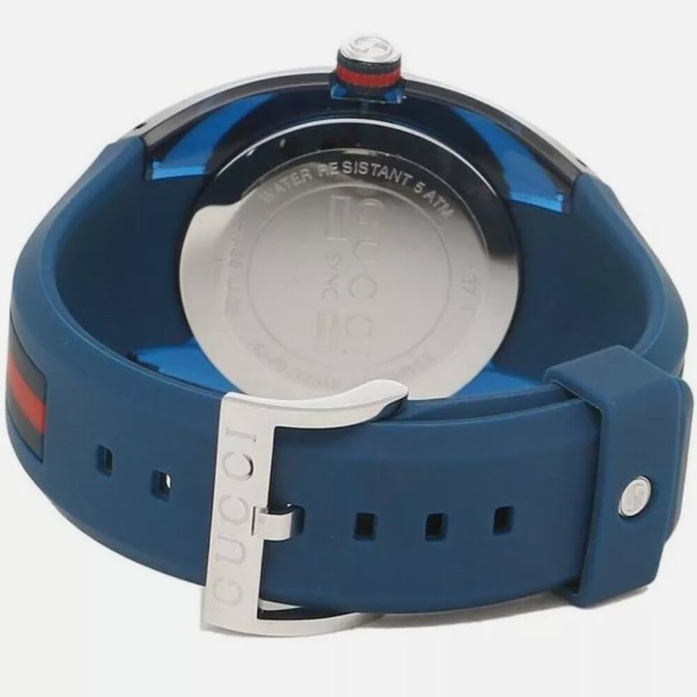 Gucci Men's Swiss Blue Watch Rubber Strap New With Box - Picture 5 of 8